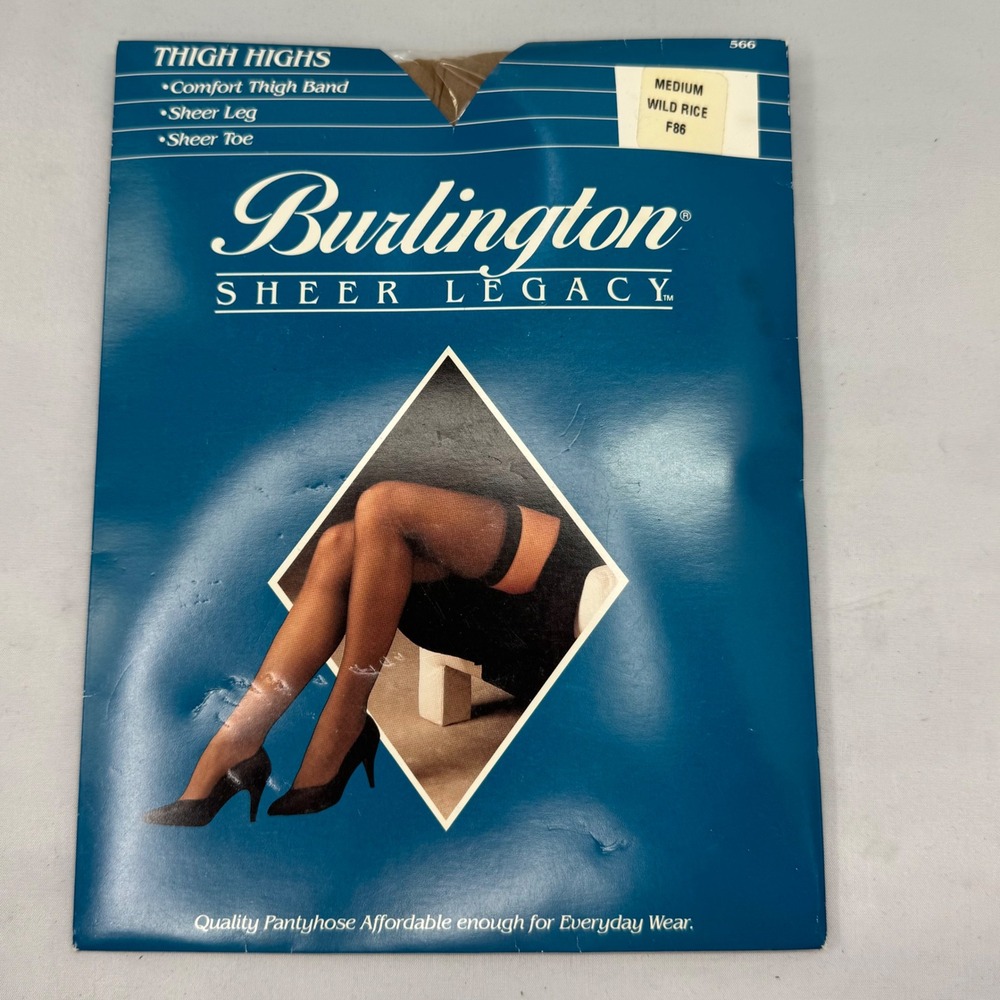 Burlington Thigh Highs Women Medium Sheer Legacy Wild Rice Vintage‎ Aesthetic